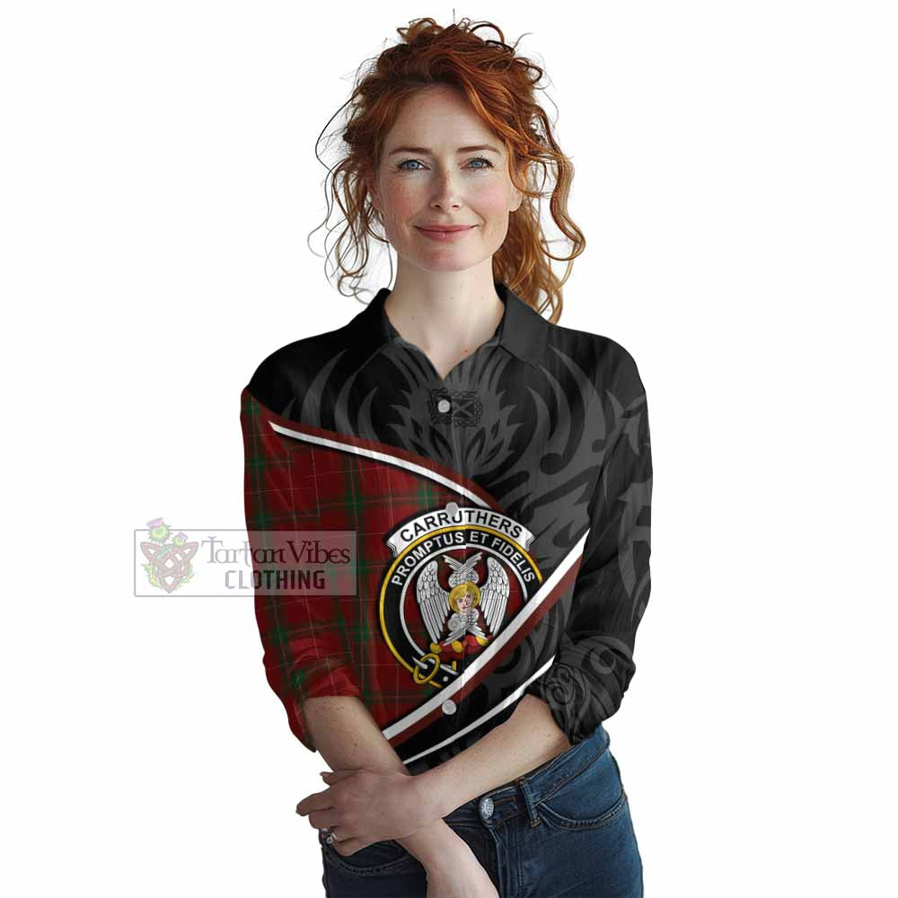 Carruthers Tartan Family Crest Women Casual Shirt Celtic Scottish Thistle Floral - Tartan Vibes Clothing