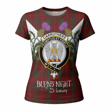 Carruthers Tartan Family Crest Women T shirt Scottish Burns Night Thistle Floral