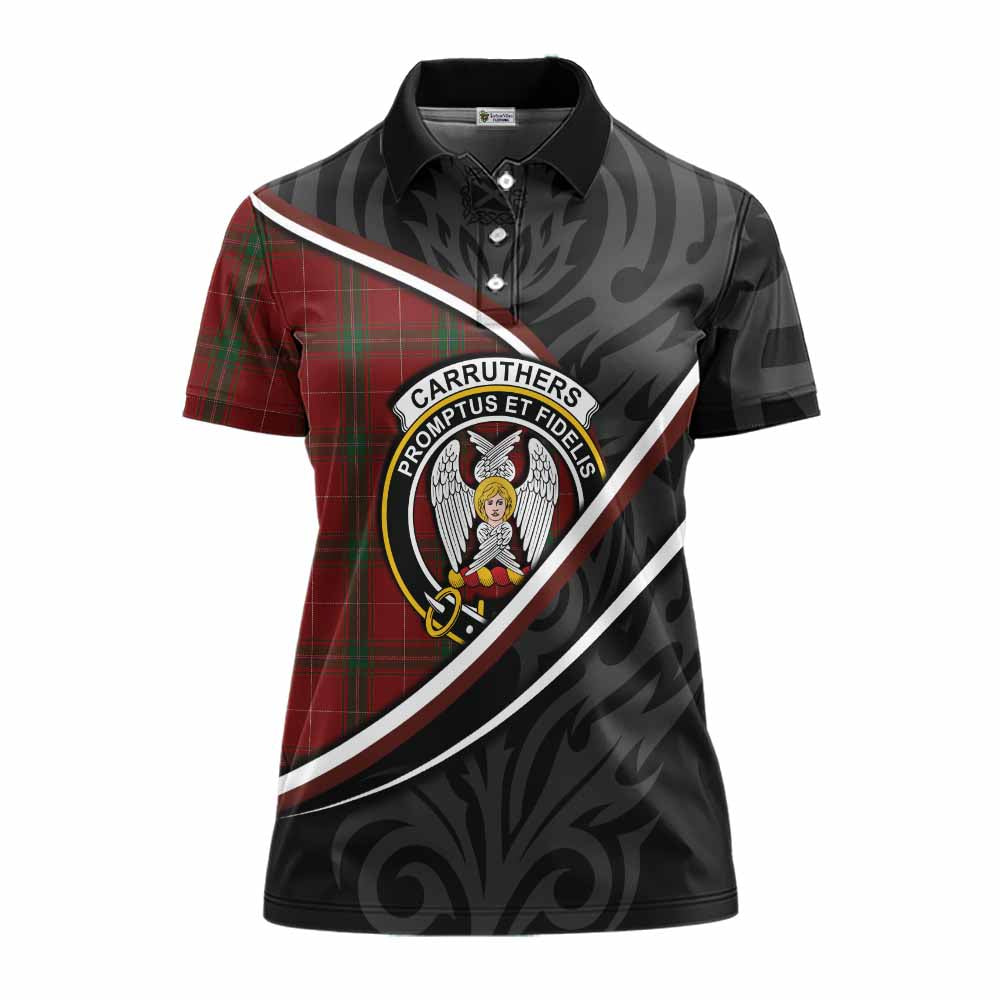 Carruthers Tartan Family Crest Women's Polo Shirt Celtic Scottish Thistle Floral - Tartan Vibes Clothing