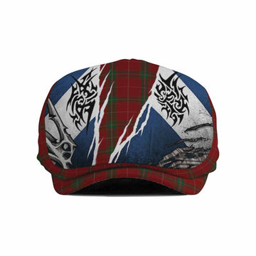 Carruthers Tartan Flat Cap, Jeff Cap Scotland Flag Ripped Tribal Design