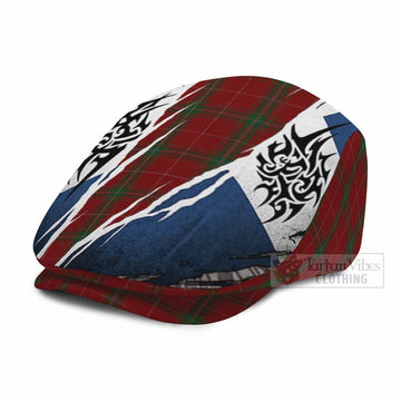 Carruthers Tartan Flat Cap, Jeff Cap Scotland Flag Ripped Tribal Design