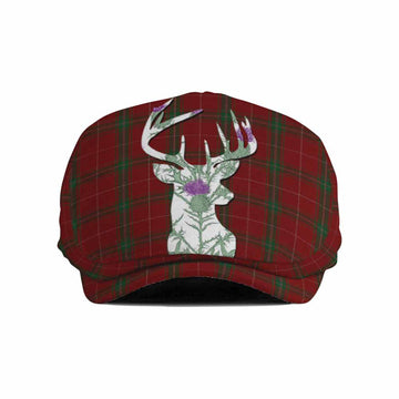 Carruthers Tartan Flat Cap, Jeff Cap Scottish Stag Thistle Floral Art