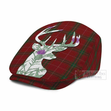 Carruthers Tartan Flat Cap, Jeff Cap Scottish Stag Thistle Floral Art