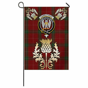 Carruthers Tartan Garden Flag with Golden Regal Scottish Thistle Emblem