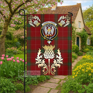 Carruthers Tartan Garden Flag with Golden Regal Scottish Thistle Emblem