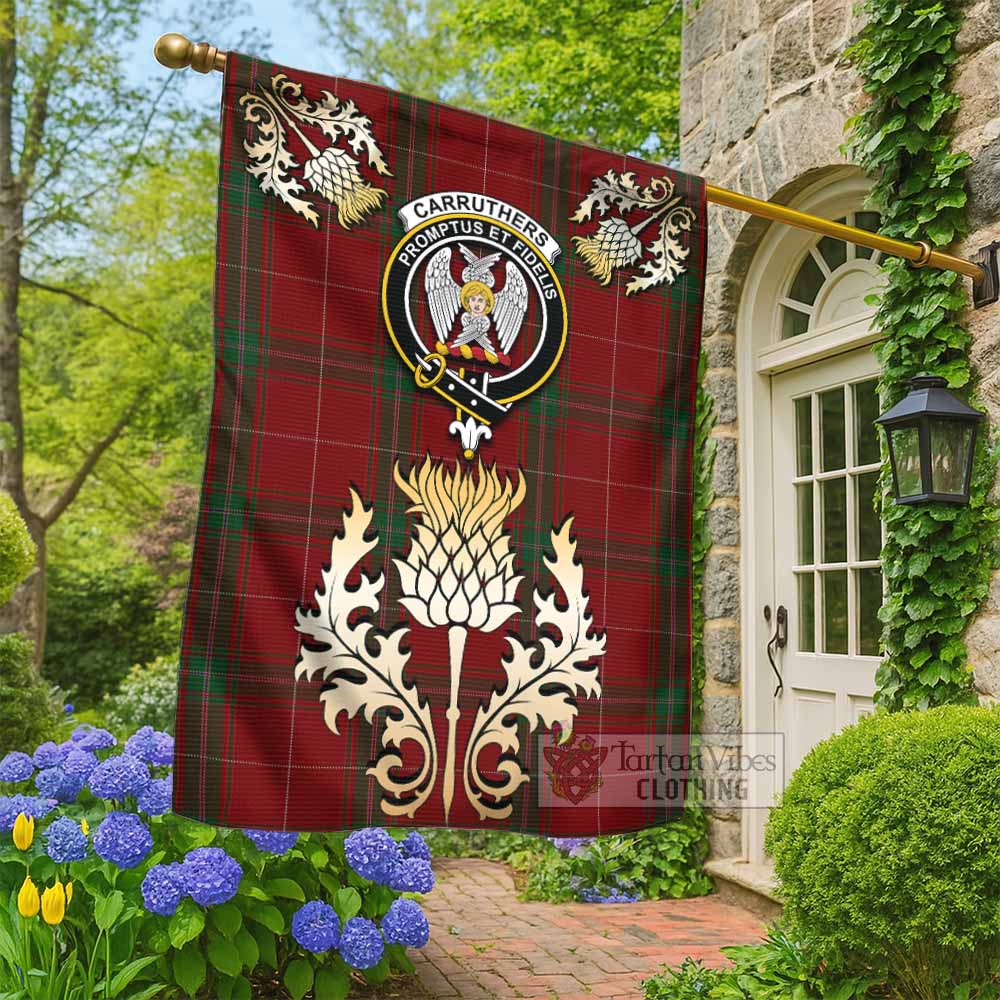 Carruthers Tartan Garden Flag with Golden Regal Scottish Thistle Emblem - Tartan Vibes Clothing