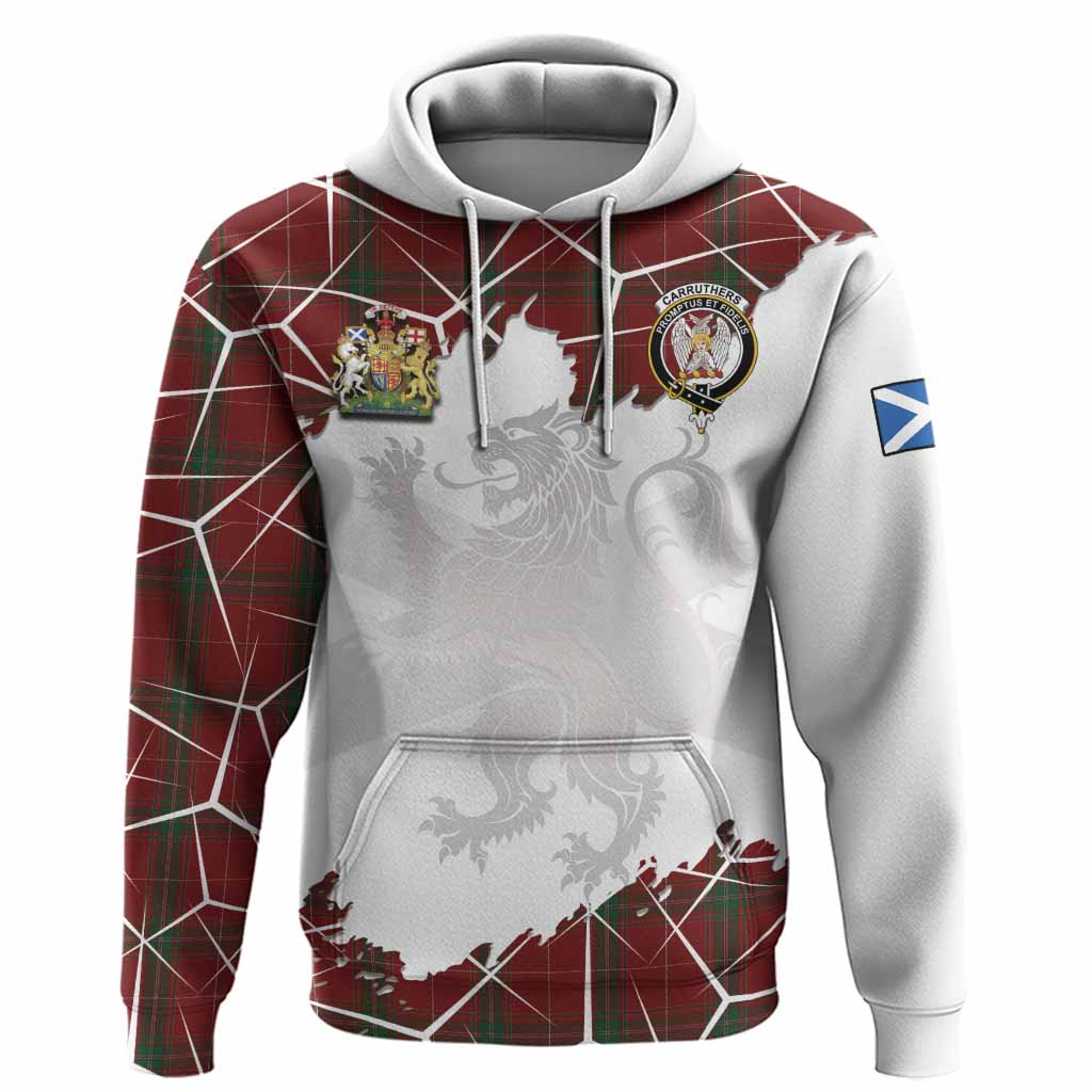 Carruthers Tartan Hoodie with Family Crest and Lion Rampant Grunge Style