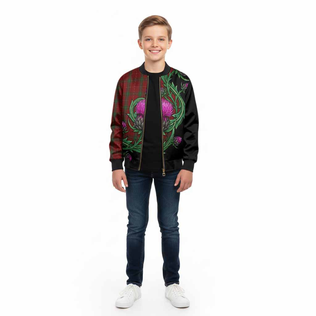 Carruthers Tartan Kid Bomber Jacket Resilient Scottish Thistle - Tartan Vibes Clothing