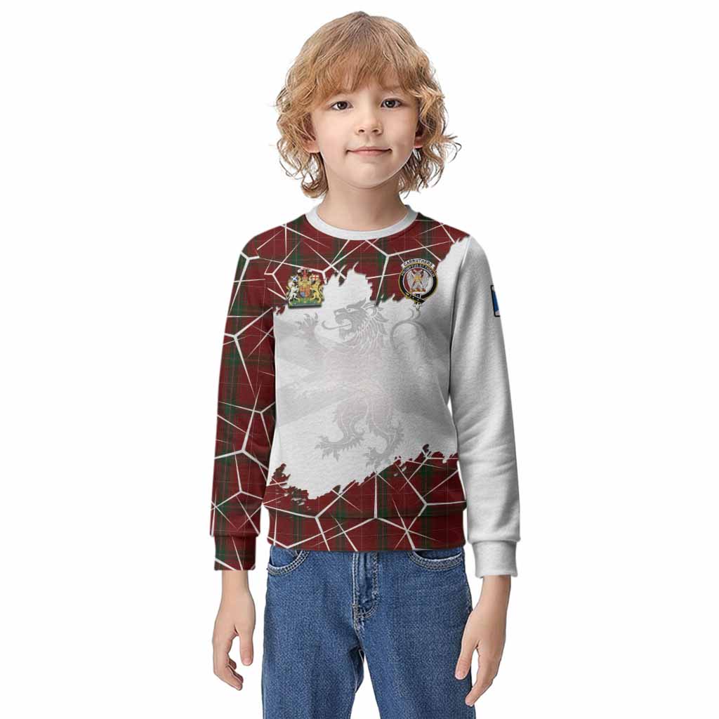 Carruthers Tartan Kid Knitted Sweatshirt with Family Crest and Lion Rampant Grunge Style