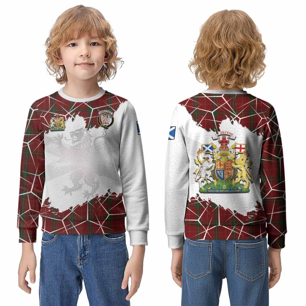 Carruthers Tartan Kid Knitted Sweatshirt with Family Crest and Lion Rampant Grunge Style