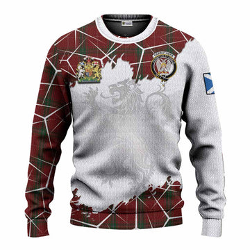 Carruthers Tartan Knitted Sweater with Family Crest and Lion Rampant Grunge Style