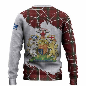 Carruthers Tartan Knitted Sweater with Family Crest and Lion Rampant Grunge Style