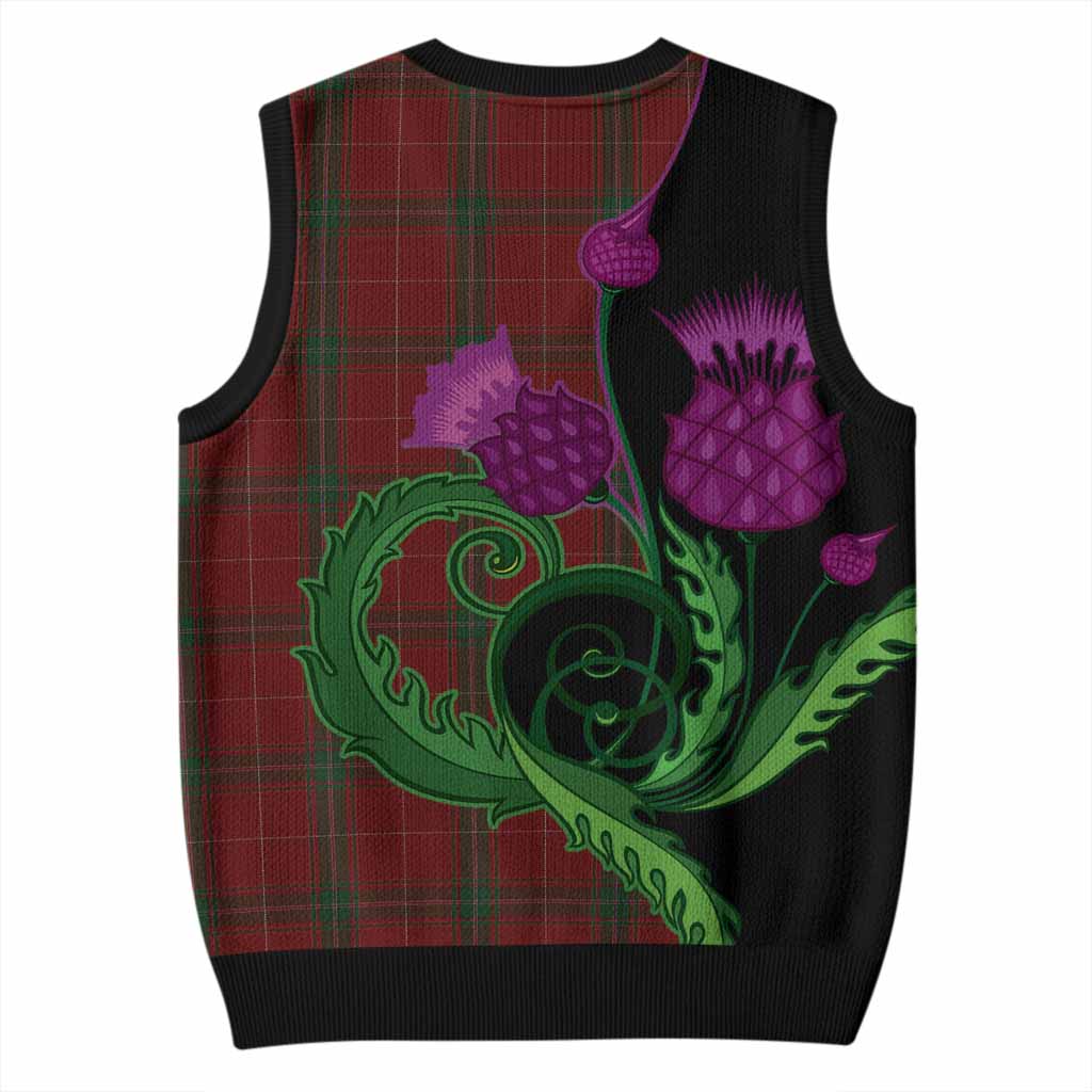 Carruthers Tartan Knitted V-Neck Vest Traditional Scottish Thistle