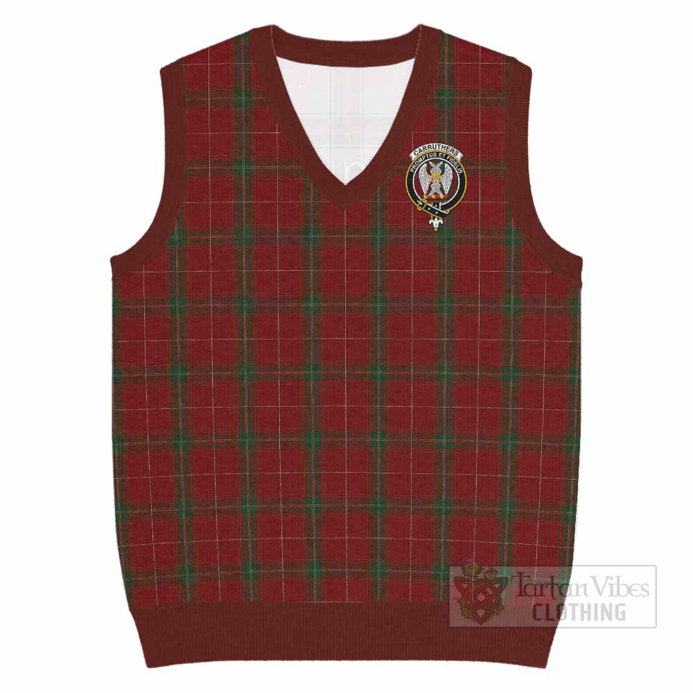 Carruthers Tartan Knitted V-Neck Vest with Family Crest - Tartan Vibes Clothing