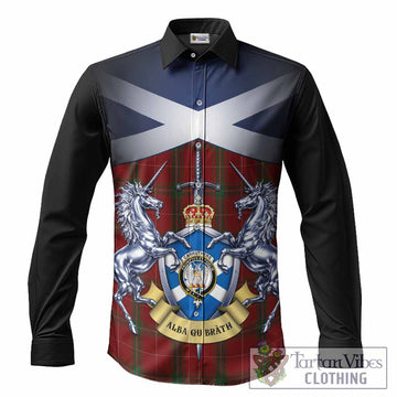 Carruthers Tartan Long Sleeve Button Shirts Alba Gu Brath Unicorn Crest