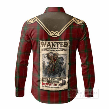 Carruthers Tartan Long Sleeve Button Shirts Bigfoot Riding The Kelpie Monster