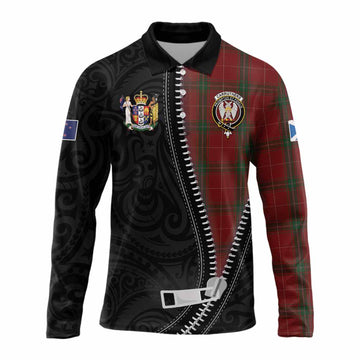 Carruthers Tartan Long Sleeve Polo Shirt New Zealand Pattern Unique Zipper Stylized