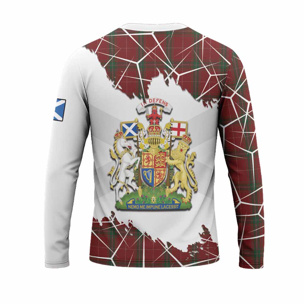 Carruthers Tartan Long Sleeve T-Shirt with Family Crest and Lion Rampant Grunge Style