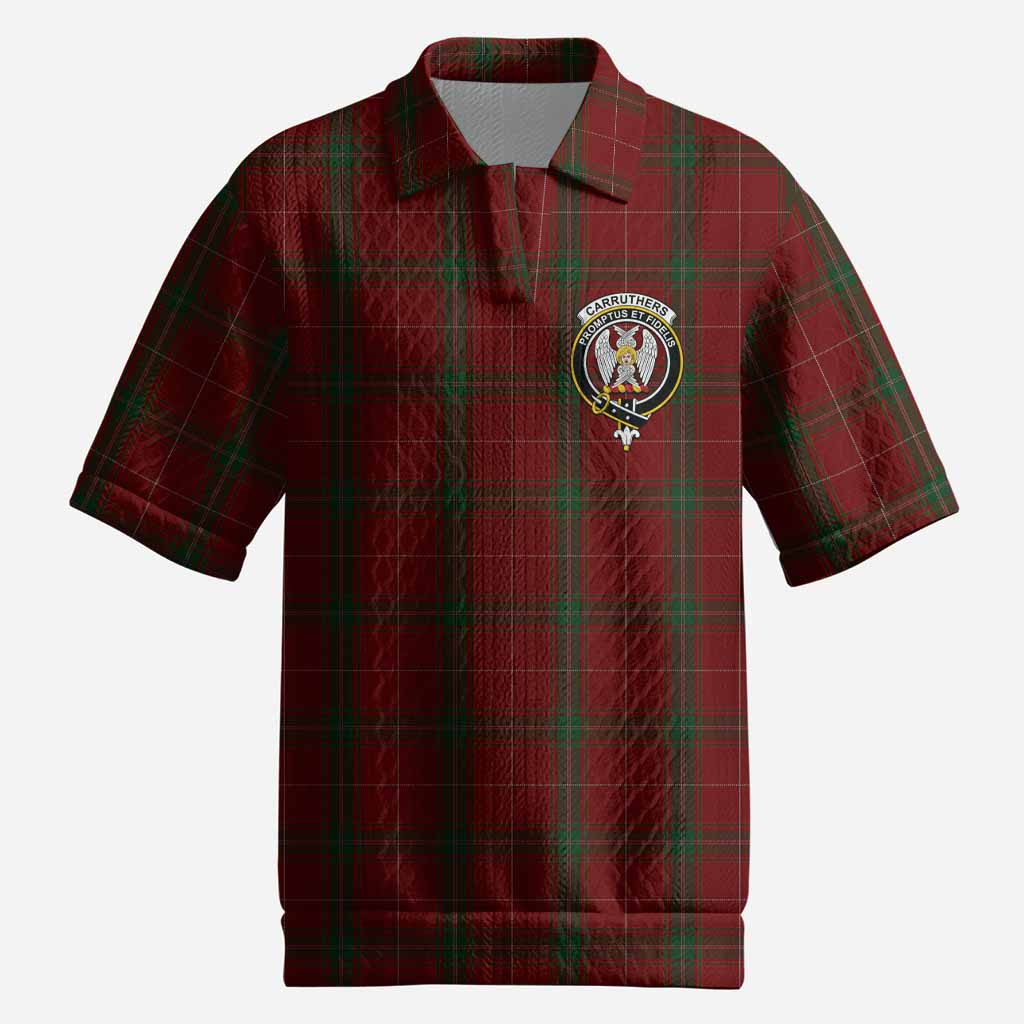 Carruthers Tartan Men’s Polo Sweater Top with Family Crest