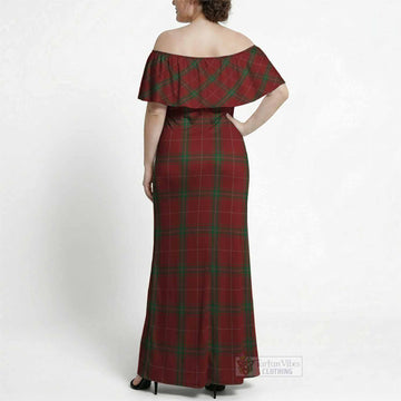 Carruthers Tartan Off Shoulder Ruffle Maxi Dress