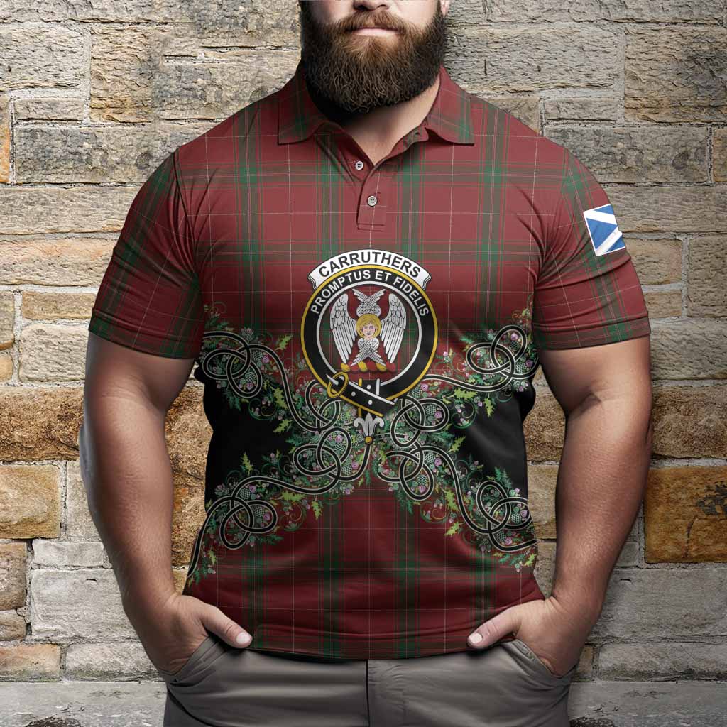 Carruthers Tartan Polo Shirt Thistle Scottish Spirit