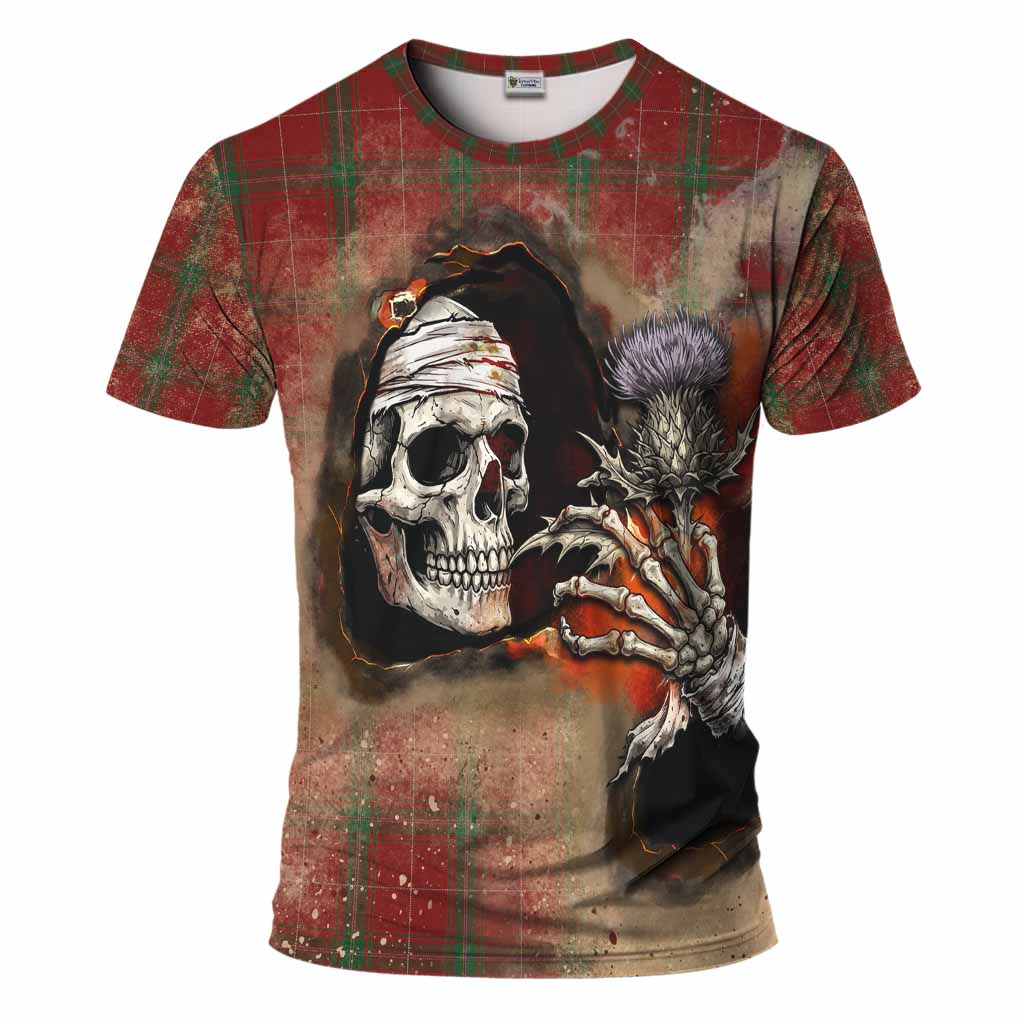 Carruthers Tartan T-Shirt Halloween Skeleton With Thistle Burning Effect