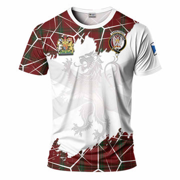 Carruthers Tartan T-Shirt with Family Crest and Lion Rampant Grunge Style