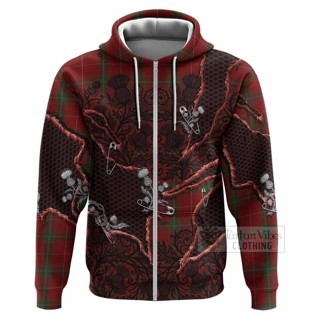 Carruthers Tartan Thistle Dark Gothic Hoodie Zip Hoodie - Tartan Vibes Clothing
