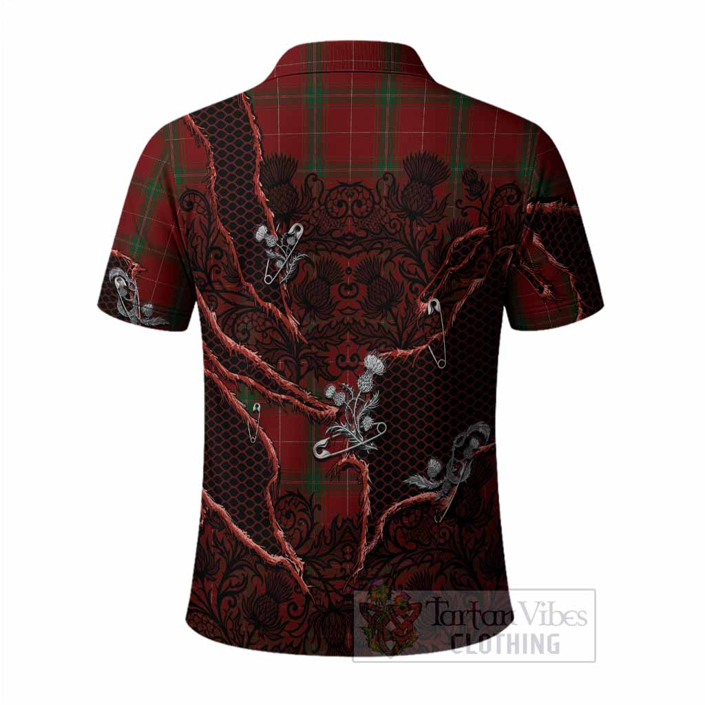Carruthers Tartan Thistle Dark Gothic Polo Shirt - Tartan Vibes Clothing