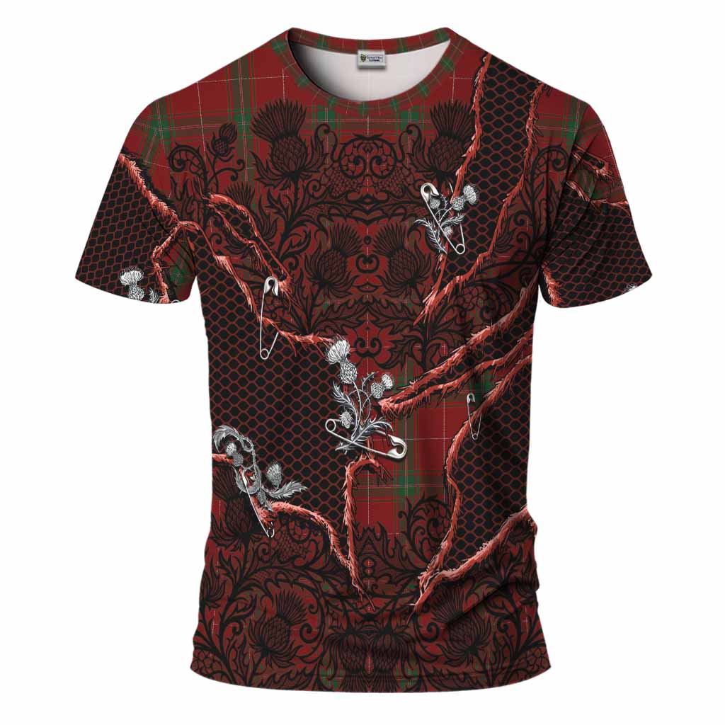 Carruthers Tartan Thistle Dark Gothic T-Shirt Kid's Shirt - Tartan Vibes Clothing