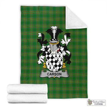 Tartan Vibes Clothing Carson Irish Clan Tartan Blanket with Coat of Arms