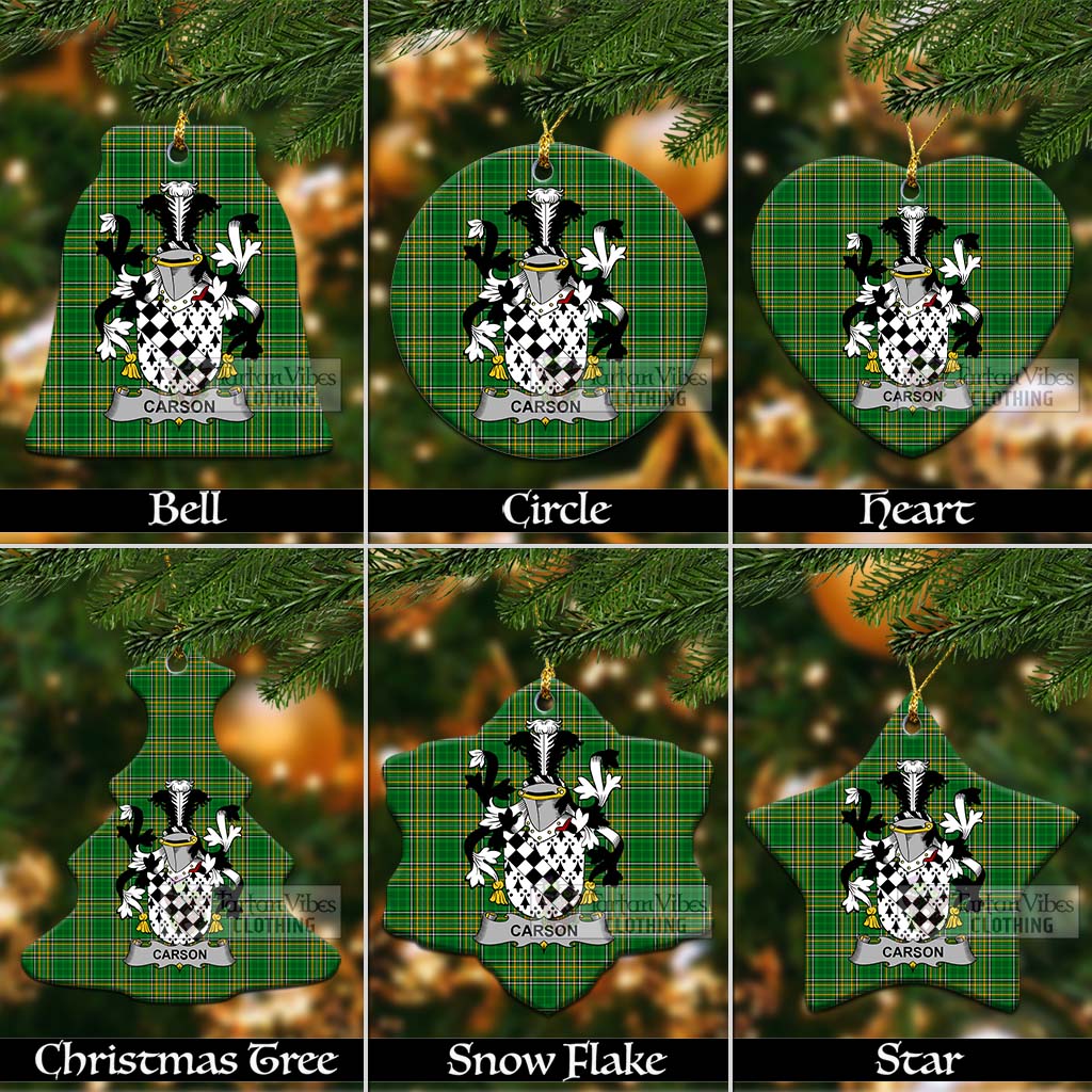 Carson Irish Clan Tartan Christmas Ceramic Ornament with Coat of Arms Ceramic - Tartan Vibes Clothing