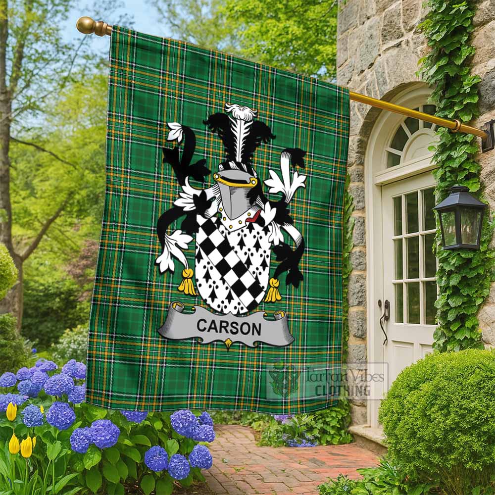 Carson Irish Clan Tartan Flag with Coat of Arms