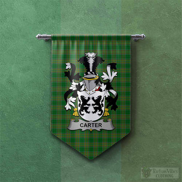 Carter Irish Clan Tartan Gonfalon, Tartan Banner with Coat of Arms