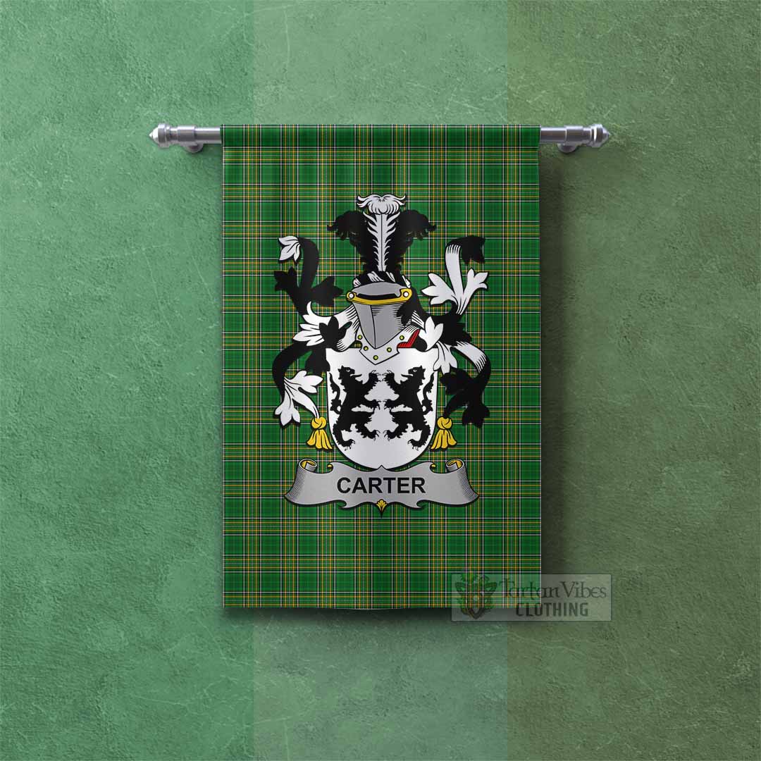 Tartan Vibes Clothing Carter Irish Clan Tartan Gonfalon, Tartan Banner with Coat of Arms