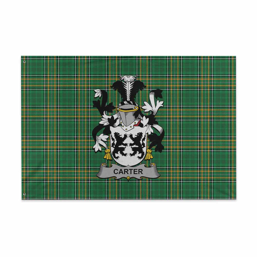 Tartan Vibes Clothing Carter Irish Clan Tartan House Flag with Coat of Arms