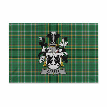 Carter Irish Clan Tartan House Flag with Coat of Arms