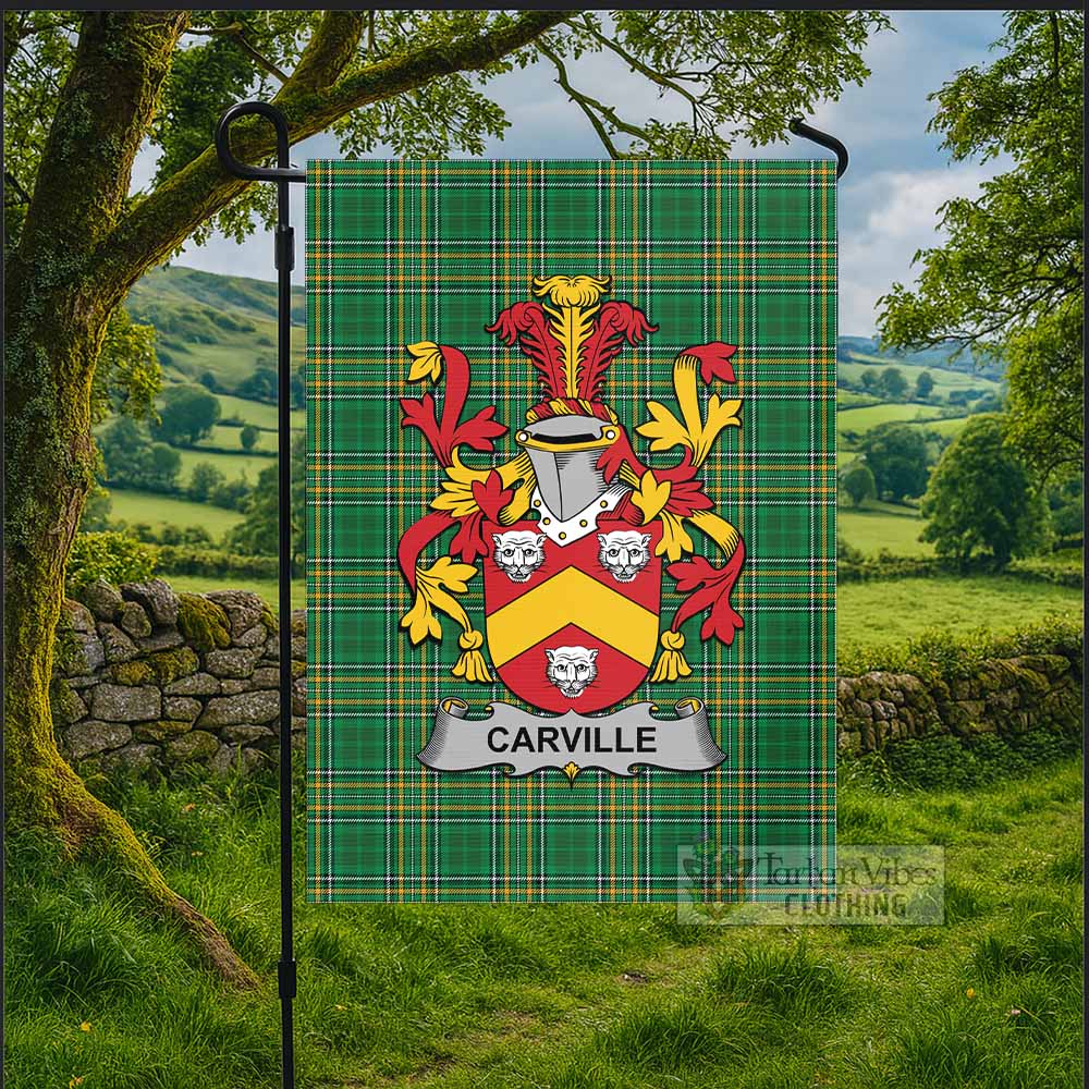 Carville Irish Clan Tartan Flag with Coat of Arms