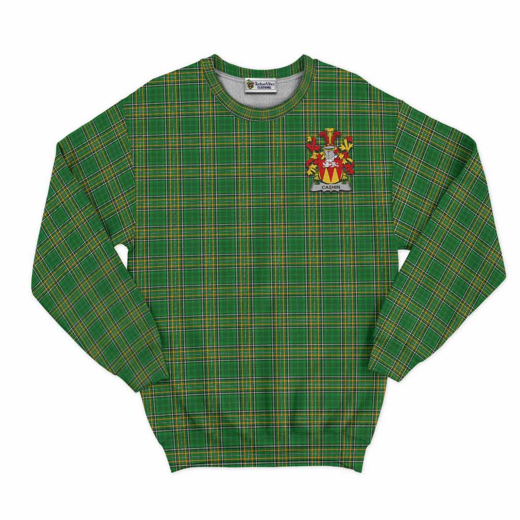 Tartan Vibes Clothing Cashin Irish Clan Tartan Sweatshirt with Coat of Arms