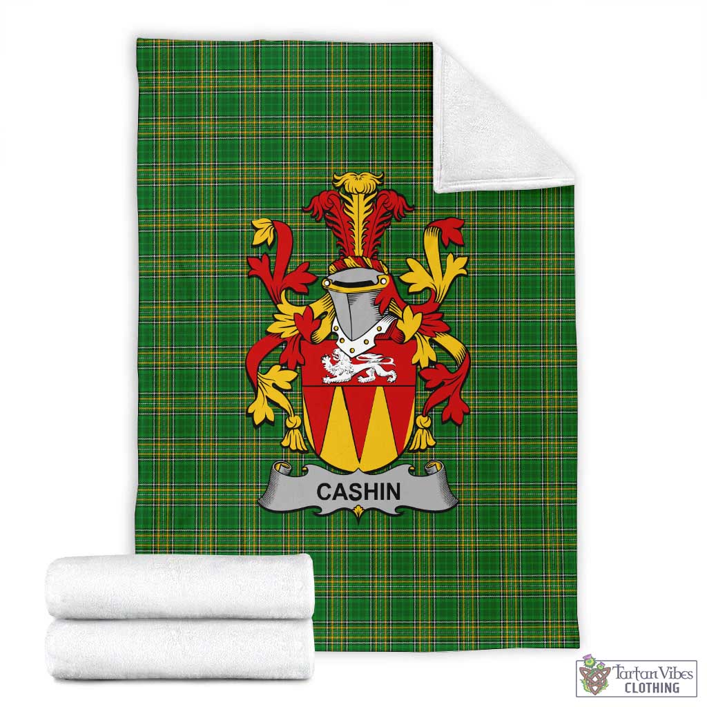 Tartan Vibes Clothing Cashin Irish Clan Tartan Blanket with Coat of Arms