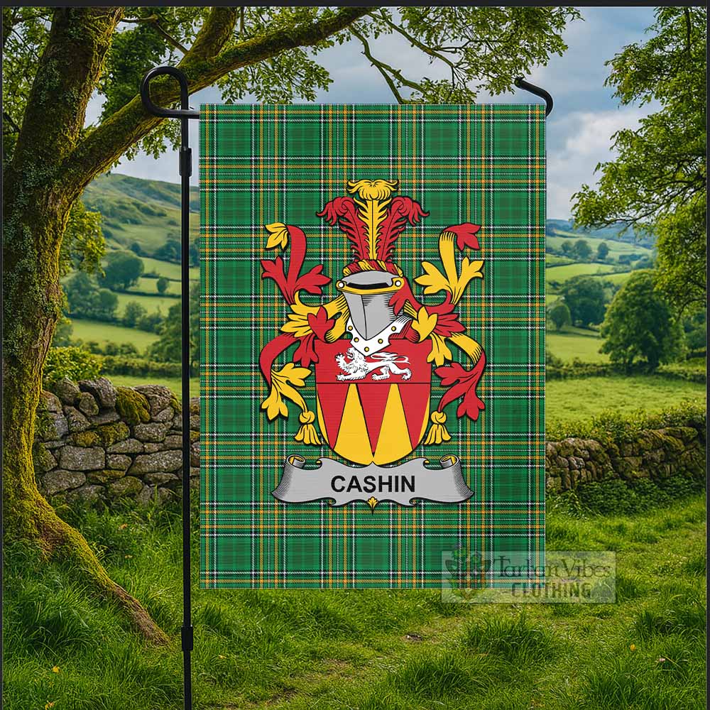 Cashin Irish Clan Tartan Flag with Coat of Arms