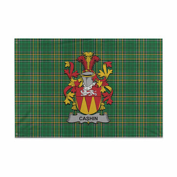 Cashin Irish Clan Tartan House Flag with Coat of Arms