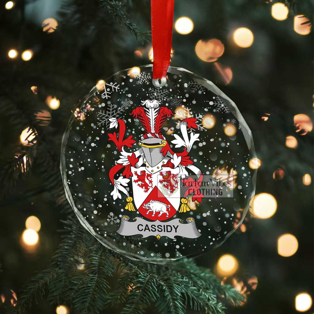 Tartan Vibes Clothing Cassidy Irish Clan Christmas Glass Ornament with Coat of Arms