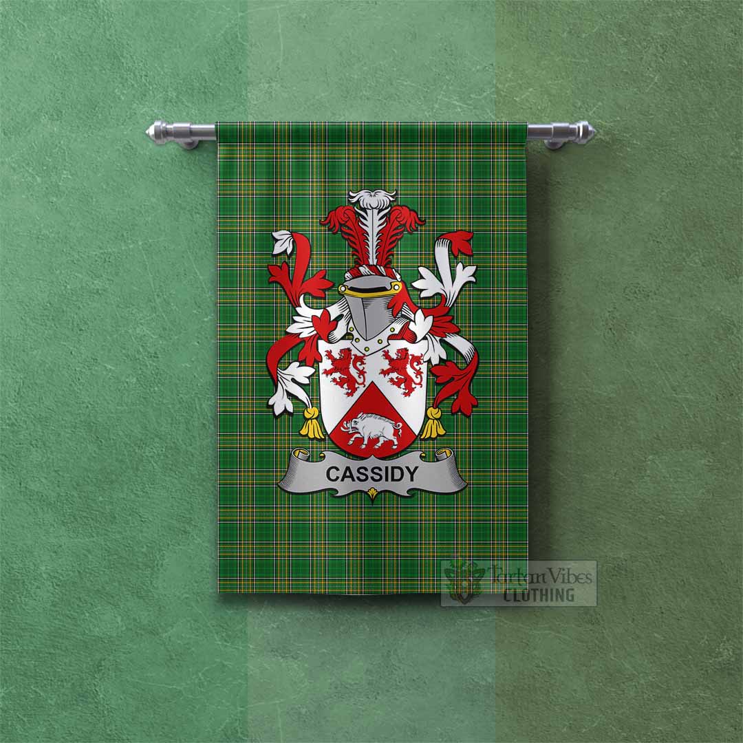 Tartan Vibes Clothing Cassidy Irish Clan Tartan Gonfalon, Tartan Banner with Coat of Arms