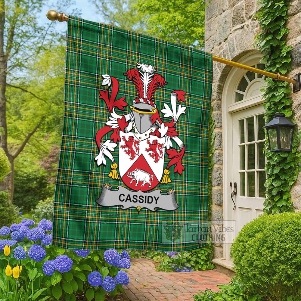 Cassidy Irish Clan Tartan Flag with Coat of Arms