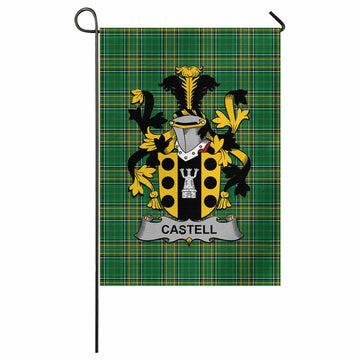Castell Irish Clan Tartan Garden Flag with Coat of Arms