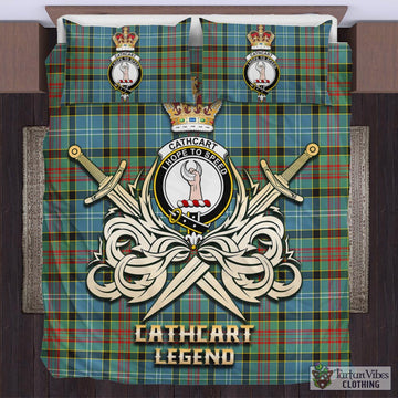 Cathcart Tartan Bedding Set with Clan Crest and the Golden Sword of Courageous Legacy
