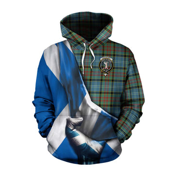 Tartan Vibes Clothing Cathcart Tartan Cotton Hoodie with Family Crest Scotland Patriotic Style