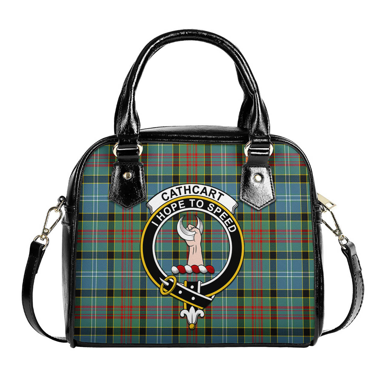 Cathcart Tartan Shoulder Handbags with Family Crest One Size 6*25*22 cm - Tartanvibesclothing