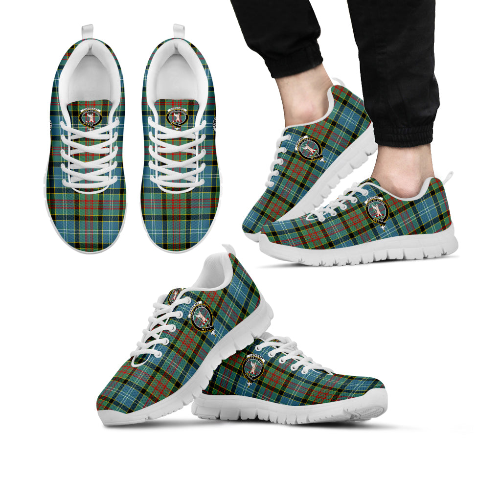 Cathcart Tartan Sneakers with Family Crest Kid's Sneakers - Tartan Vibes Clothing